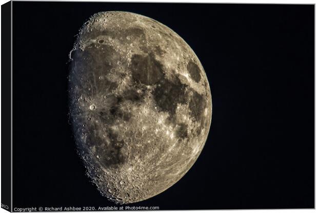 Waxing Gibbous Moon  Canvas Print by Richard Ashbee