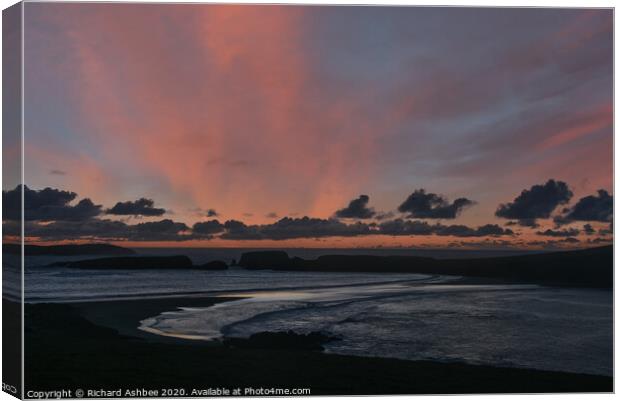 Sunset at St Ninian's isle Shetland Canvas Print by Richard Ashbee