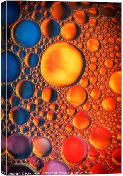 Oil Droplets on Water Canvas Print by Peter Lovatt  LRPS