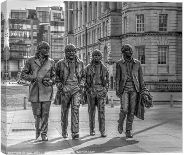 Bronze statues of The Beatles in Liverpool Canvas Print by Peter Lovatt  LRPS