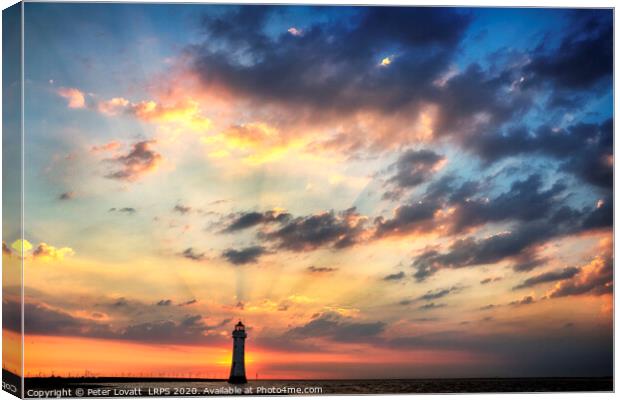 Fort Perch Rock Lighthouse at Sunset Canvas Print by Peter Lovatt  LRPS