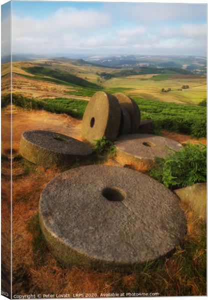 Millstones at Stanage Edge Canvas Print by Peter Lovatt  LRPS