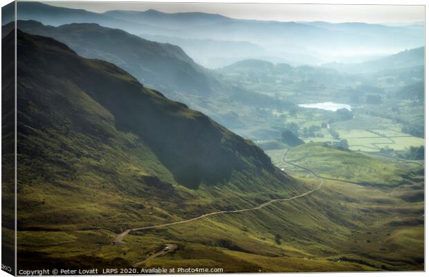 Wrynose Pass and Little Langdale Tarn Canvas Print by Peter Lovatt  LRPS