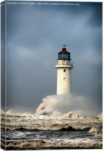 New Brighton Lighthouse in a Storm Canvas Print by Peter Lovatt  LRPS