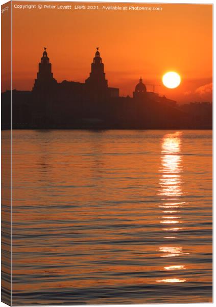 Liverpool's Famous Skyline at Sunrise Canvas Print by Peter Lovatt  LRPS