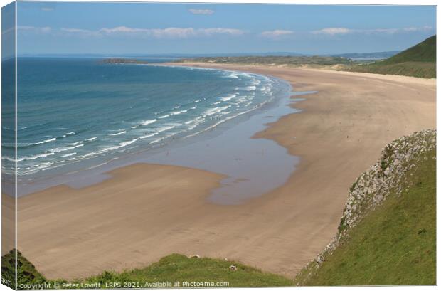 Rhossili beach on the Gower Peninsula, South Wales Canvas Print by Peter Lovatt  LRPS