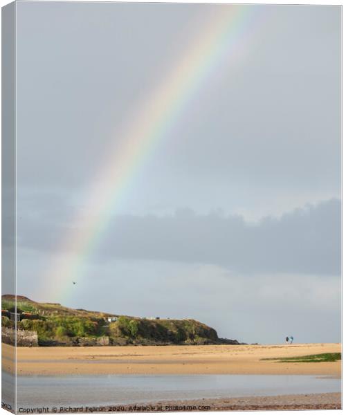Rainbow over Burgh Island Canvas Print by Richard Fearon