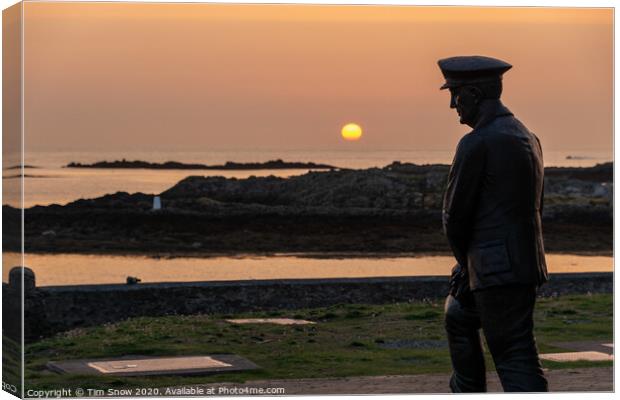 Sunset Statue of Admiral Sir Max Horton Rhosneigr Canvas Print by Tim Snow