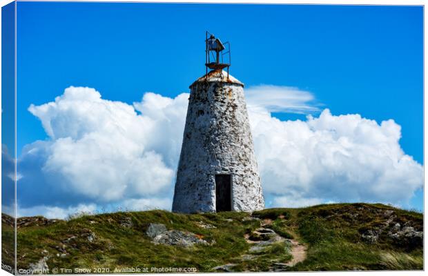 Twr Bach lighthouse on Llanddwyn Island on the coast of Anglesey Canvas Print by Tim Snow