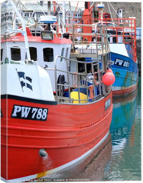 Padstow Fishing boats Canvas Print by Peter Barber