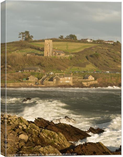 Wembury Bay Church Canvas Print by Peter Barber