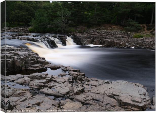 Teesdale waterfall Canvas Print by Peter Barber