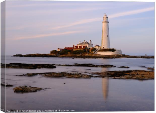 St Mary's Lighthouse Canvas Print by Peter Barber