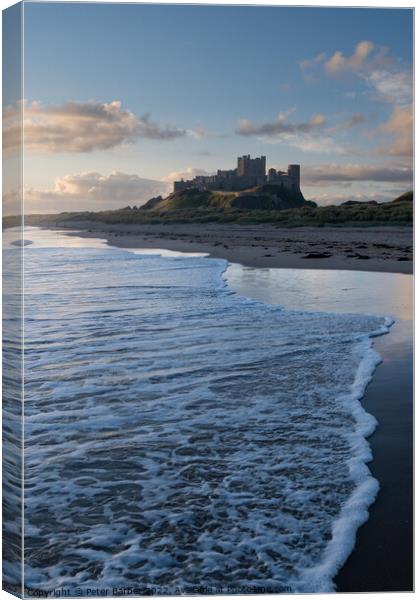 Bamburgh Castle at Sunrise Canvas Print by Peter Barber
