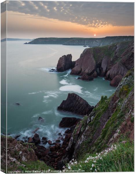 Rooks Nest Point at Sunset Canvas Print by Peter Barber