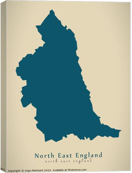 Modern Map - North East England UK design Canvas Print by Ingo Menhard