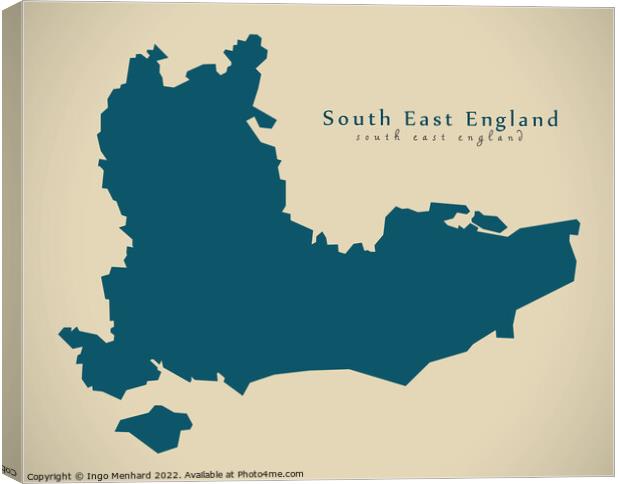 Modern Map - South East England UK design Canvas Print by Ingo Menhard