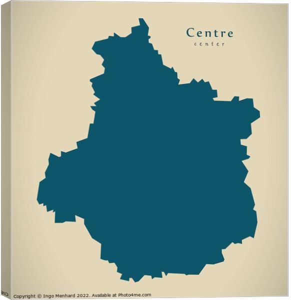 Modern Map - Centre FR France Canvas Print by Ingo Menhard