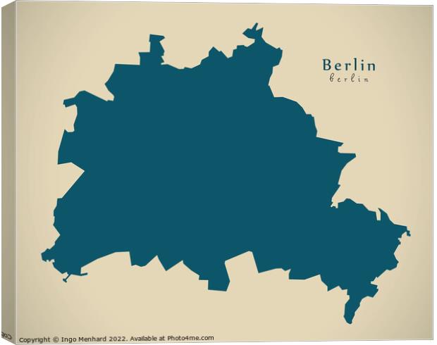 Modern Map - Berlin DE Canvas Print by Ingo Menhard