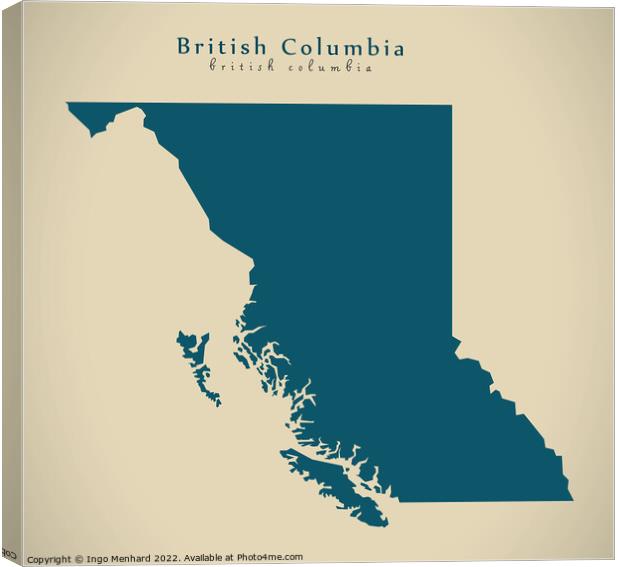 Modern Map - British Columbia CA Canvas Print by Ingo Menhard