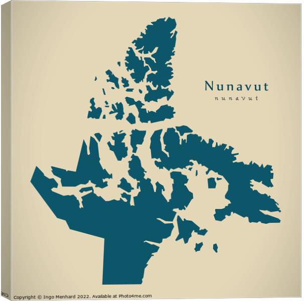 Modern Map - Nunavut CA Canvas Print by Ingo Menhard