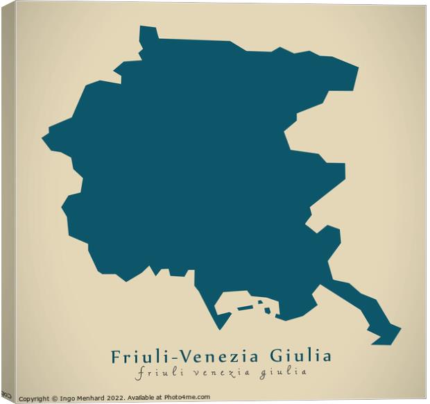 Modern Map - Friuli-Venezia Giulia IT Italy Canvas Print by Ingo Menhard
