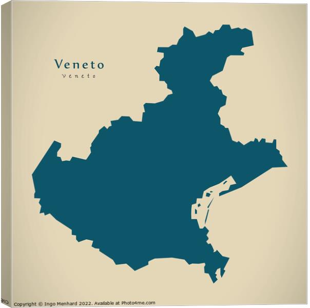 Modern Map - Veneto IT Italy Canvas Print by Ingo Menhard