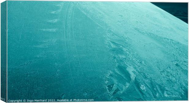 Closeup of an icy front car window Canvas Print by Ingo Menhard