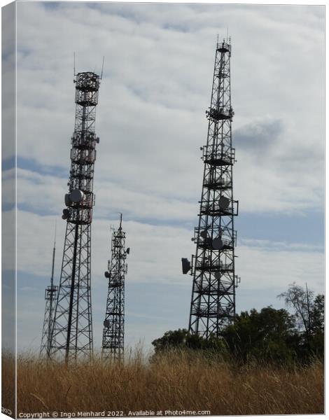 A cloudy day on the communication towers in the field Canvas Print by Ingo Menhard