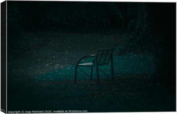 Lonely park bench Canvas Print by Ingo Menhard