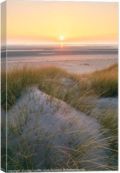 Sunset over the dunes, Formby. Canvas Print by Craig Cunliffe