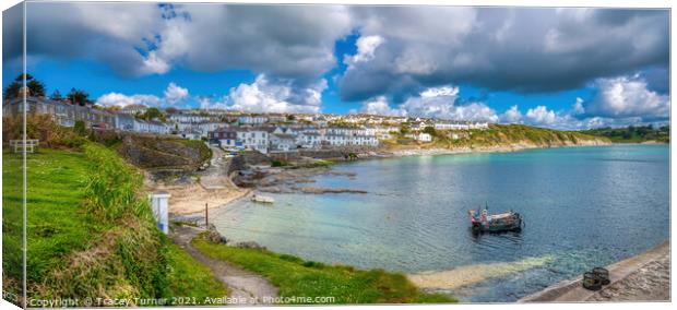Captivating Portscatho Panorama Canvas Print by Tracey Turner
