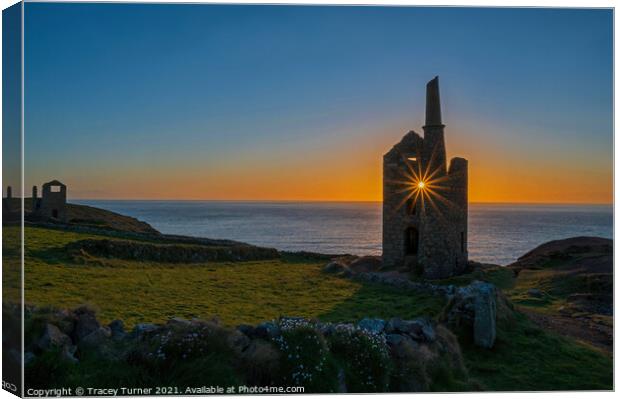 The Ruins of Wheal Owles Engine House at Sunset Canvas Print by Tracey Turner
