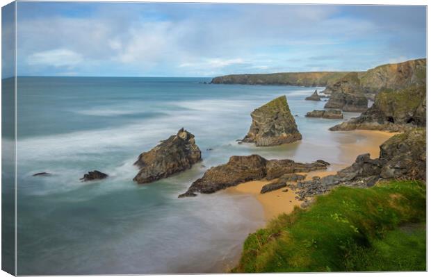 Autumnal Long Exposure at Bedruthan Steps, Cornwal Canvas Print by Tracey Turner