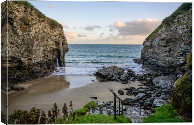 Early Morning at Bossiney Haven in Cornwall Canvas Print by Tracey Turner