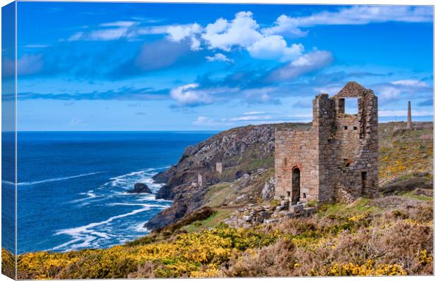 Crown Engine Houses at Botallack Mine, Cornwall Canvas Print by Tracey Turner