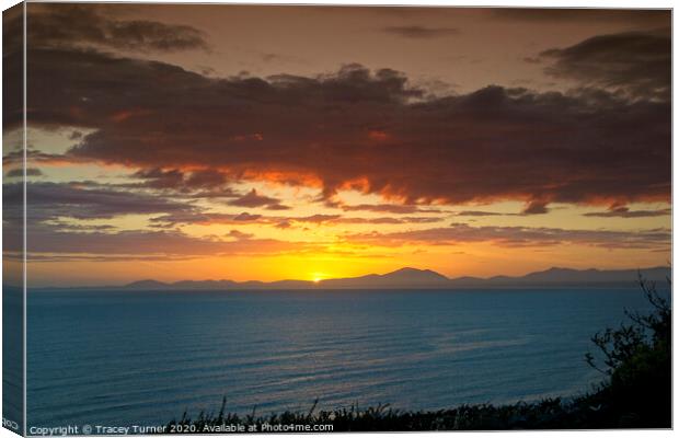 Sunset over the Llyn Peninsula, North Wales Canvas Print by Tracey Turner