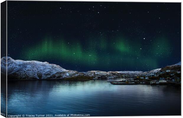 Aurora Over Norway Canvas Print by Tracey Turner