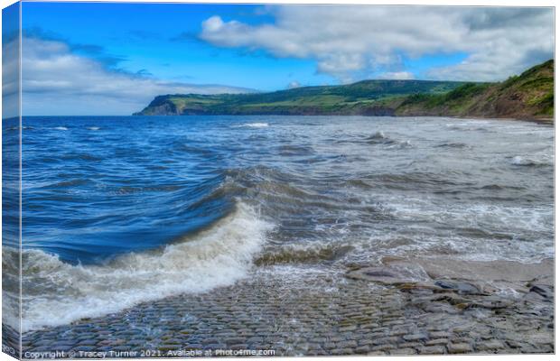 'Tides in!' Slipway View at Robin Hood's Bay Canvas Print by Tracey Turner