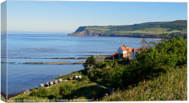 Sunset at Robin Hoods Bay Canvas Print by Tracey Turner