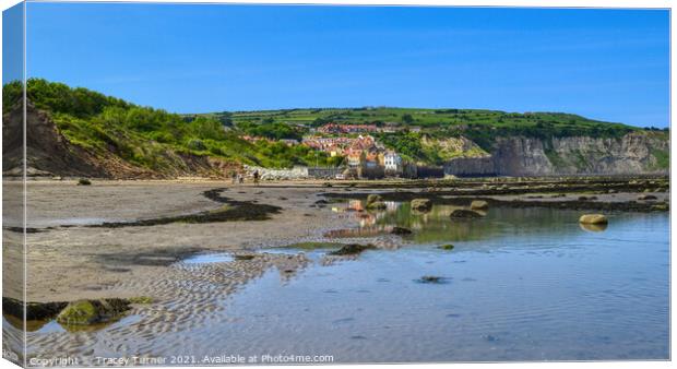 View across the beach at Robin Hood's Bay Canvas Print by Tracey Turner