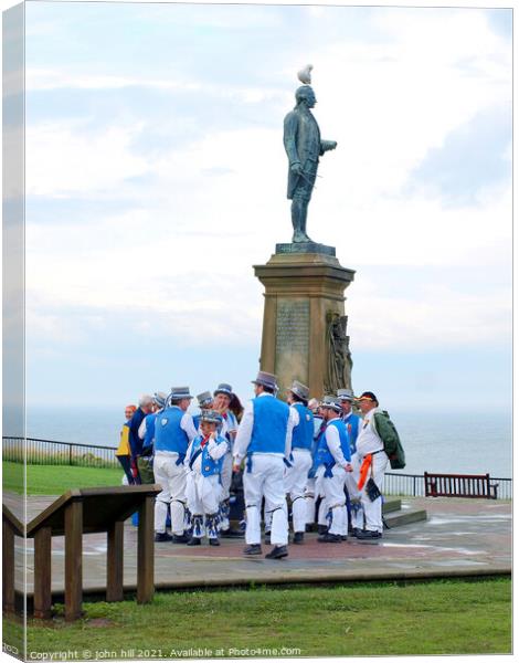 Morris dancers rest break at Whitby. Canvas Print by john hill