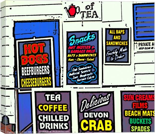 Comic effect cafe wall. Canvas Print by john hill