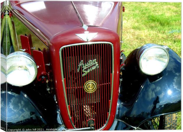 1930's Austin Seven Ruby front. Canvas Print by john hill