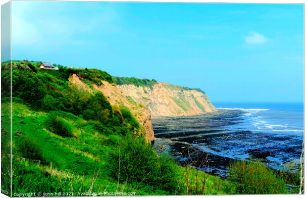 Coastline looking North from Robin Hoods bay Yorkshire. Canvas Print by john hill