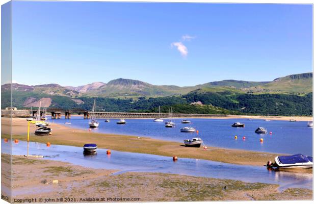 Barmouth low tide Wales. Canvas Print by john hill