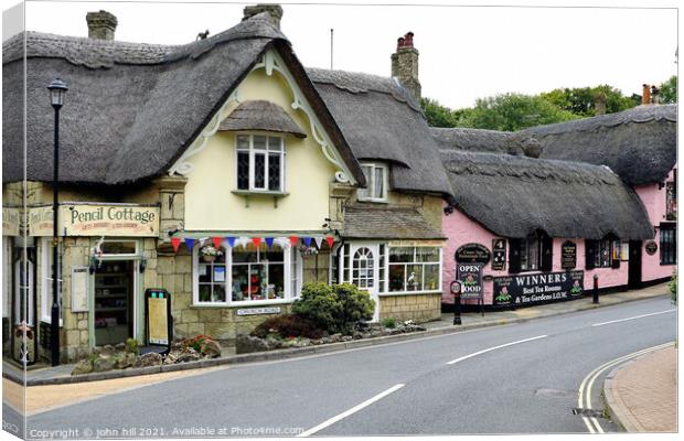 picturesque thatched cottages, Shanklin, Isle of Wight, UK. Canvas Print by john hill