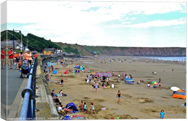 Looking towards Coble landing, Filey, Yorkshire, UK. Canvas Print by john hill