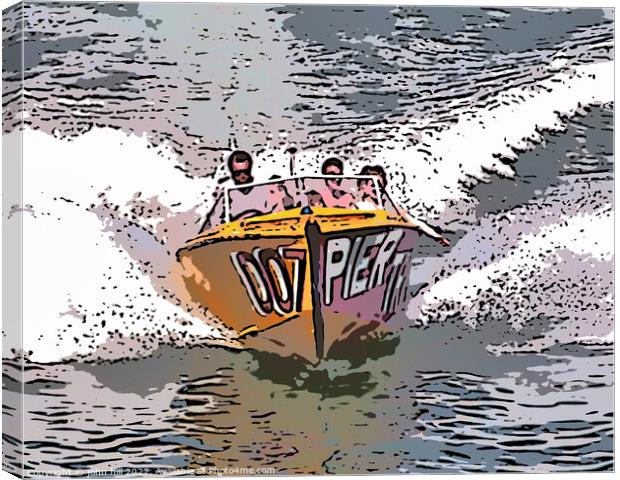 Speedboat (illustration) Canvas Print by john hill