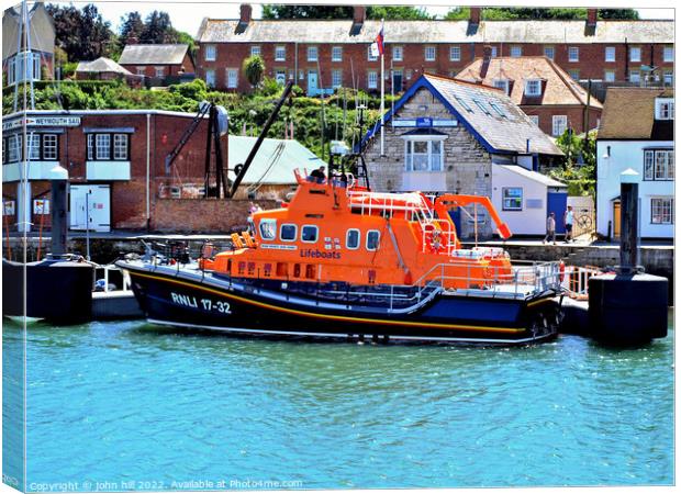 Lifeboat, Weymouth, Dorset, UK. Canvas Print by john hill